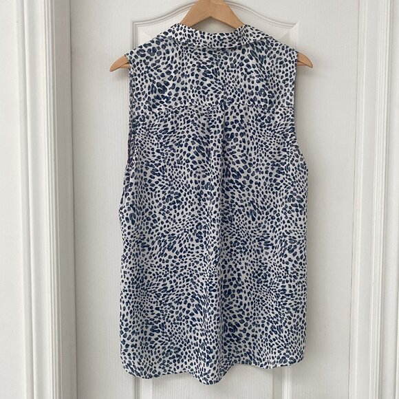 CABI - Blue and White Catwalk Print Sleeveless Top - Picture 4 of 7